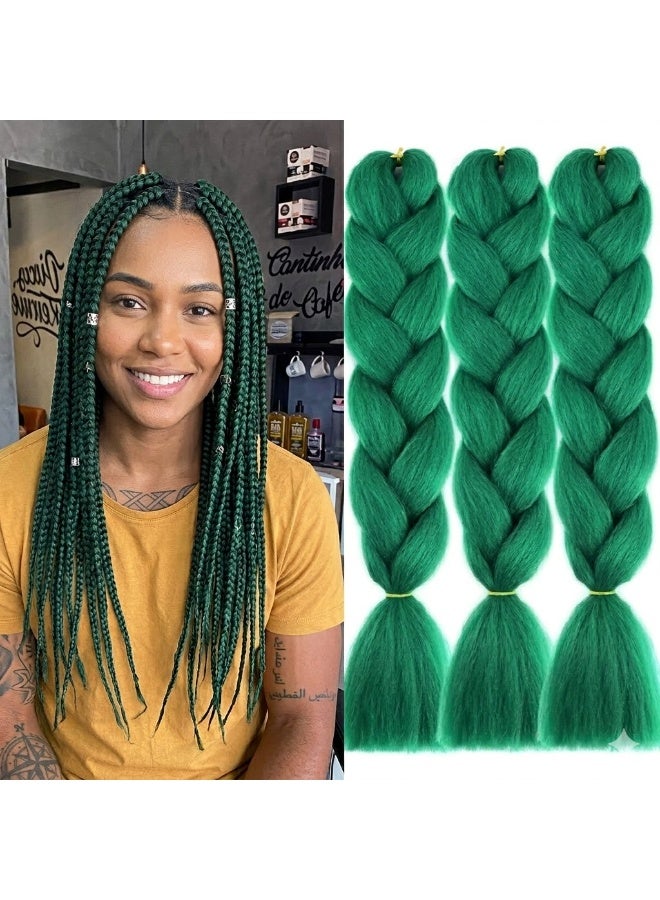 Emerald Green Kanekalon Braiding Hair Extensions for Box Braids & Twist Styles - Professional Synthetic Hair for Afro Styles - Image 2