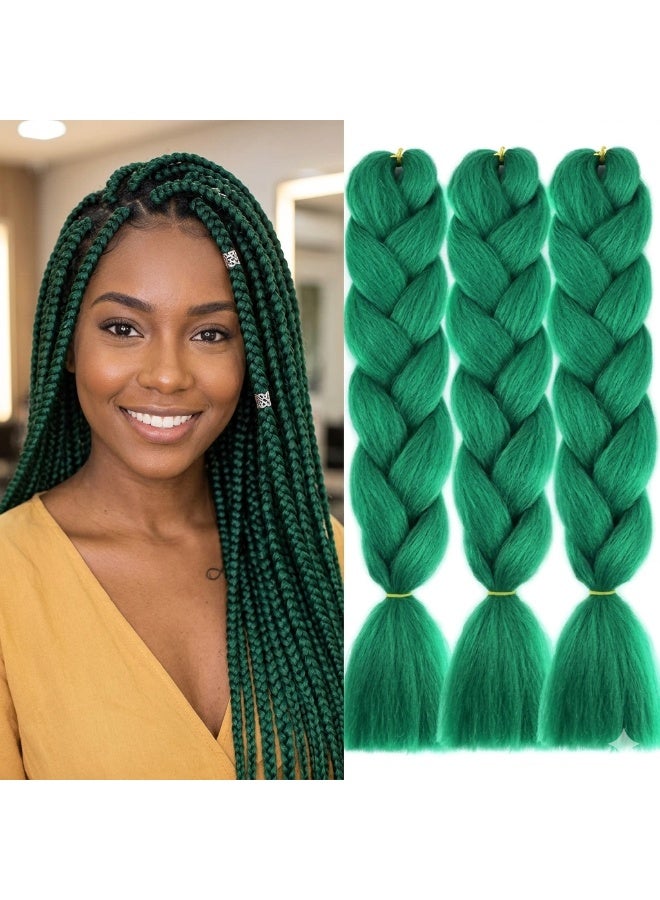 Emerald Green Kanekalon Braiding Hair Extensions for Box Braids & Twist Styles - Professional Synthetic Hair for Afro Styles - Image 1