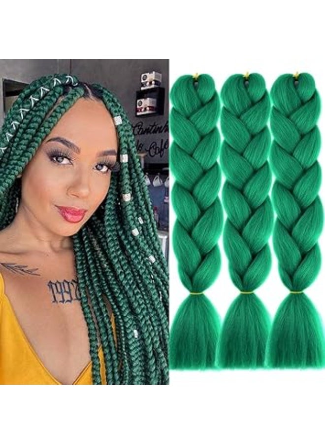 Emerald Green Kanekalon Braiding Hair Extensions for Box Braids & Twist Styles - Professional Synthetic Hair for Afro Styles - Image 3