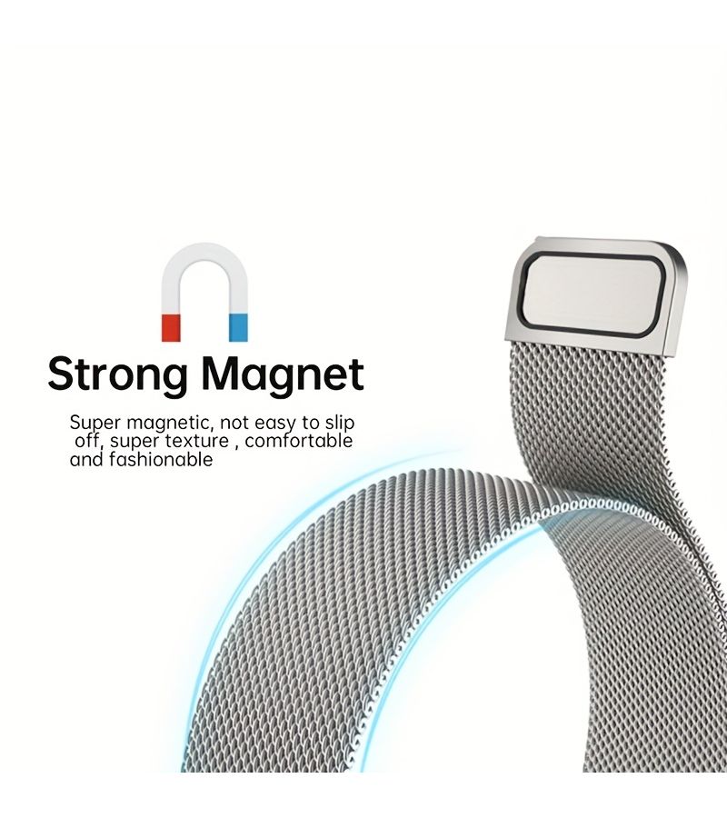 2in1 حزام معدني وعلبة لـ HW Fit 3 4 4 Pro فضي - Image 5