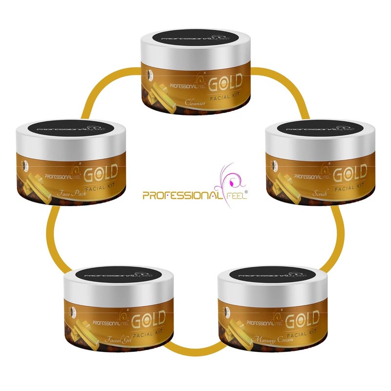 professional feel Professional Feel Gold Lotus Facial Kit With 5 in 1 Face Massager Set of 6 250 gm Gold Facial With Massager  - Image 4