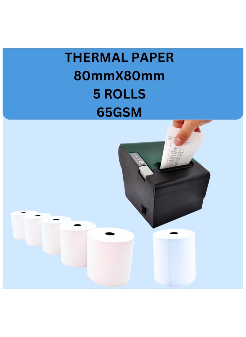 Hero Master Thermal Paper for POS Printer,80 X80mm,65GSM ,5 Roll  - Image 1
