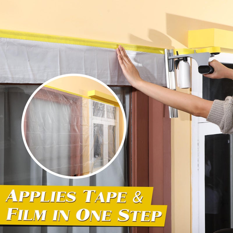 Enhon Painter's Tape and Masking Film Dispenser Kit with 12 Inch Film Blade for CuttingTape, Masking Film & Paper, Masking Tool for Home, Office Improvements Protects Surfaces from Paint Splatters - Image 5