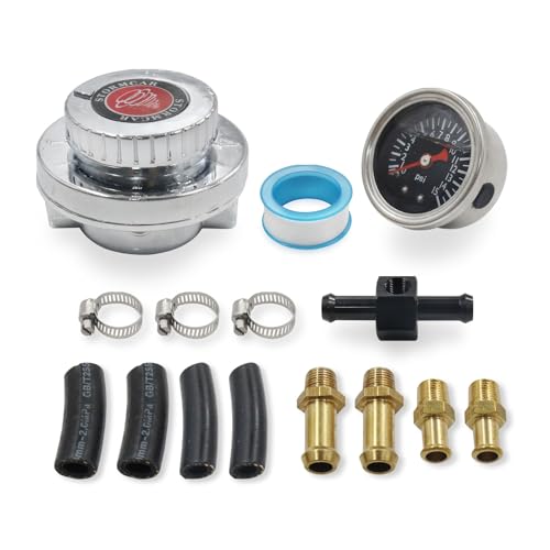 QGHAUC Manual Adjustable 1-5 Psi Fuel Pressure Regulator Carburetor Carb Fuel Pump Kit with 0-15 Psi Pressure Gauge and Fuel Block Universal for Carburetor Engine - Image 1