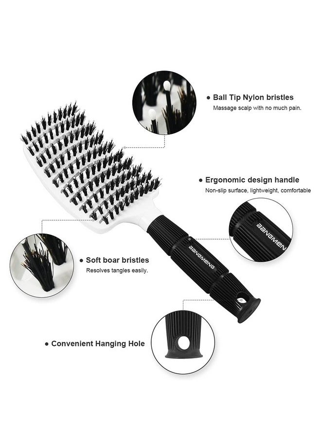 BANGMENG Hair Brushes for Women, Vented Hair Brush with Boar Bristles, Curved Vent Brush for Blow Drying, Suitable for Long, Short,Thick, Thin, Straight, Curly, Fine Hair  - Image 2