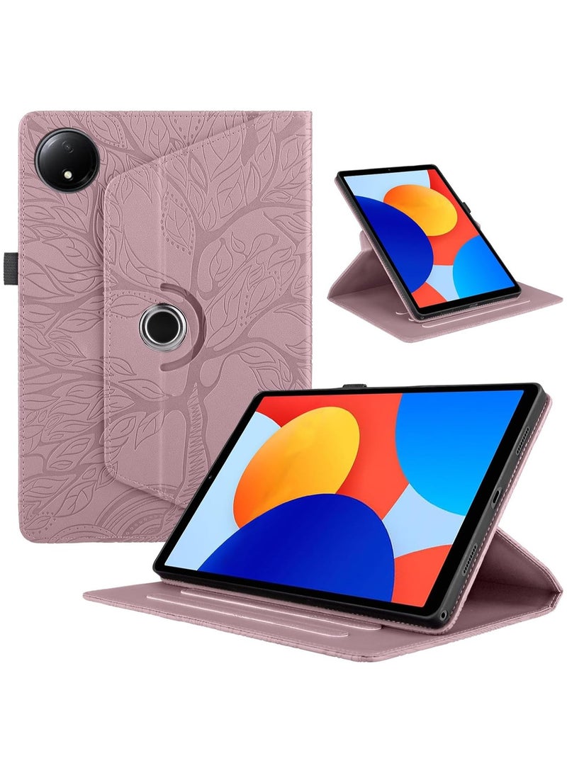 VKL Rotating Case Compatible with Xiaomi Redmi Pad SE 8.7 inch 2024 PU Leather 360 Degree Rotating Stand Protective Cover with Auto Sleep Wake Tablet Case (Pink)