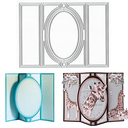 ALIBBON 3D Card Shape Die Cuts for Card Making and Scrapbooking, Oval Background Cutting Dies Metal Template Molds, Rectangle Die Cuts for DIY Photo Album Paper Embossing Card Making Decoration - Image 1