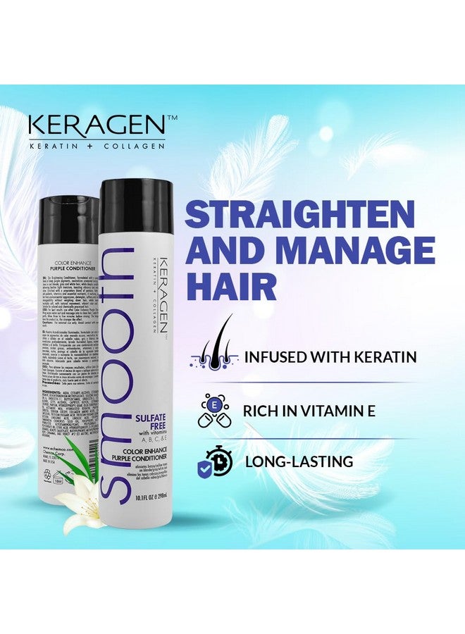 KERAGEN - Sulfate - Free Color Enhance Purple Shampoo For Neutralizing Yellow Tones On Blonde And Silver Hair With Keratin, Panthenol, Vitamins, Collagen, And Jojoba Oil - 10 Oz - Image 4