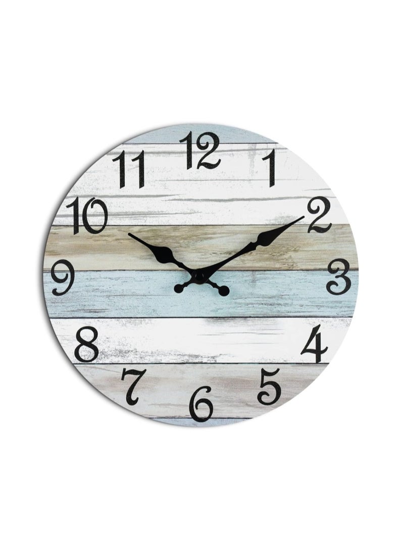 CHYLIN Wall Clock Silent Non Ticking Battery Operated, Rustic Coastal Country Clock Decorative for Bathroom, Kitchen, Bedroom, Living Room (10 Inch) - Image 1