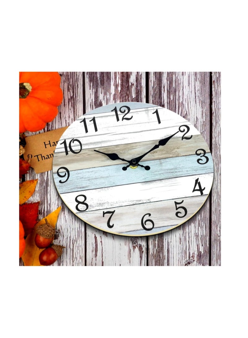 CHYLIN Wall Clock Silent Non Ticking Battery Operated, Rustic Coastal Country Clock Decorative for Bathroom, Kitchen, Bedroom, Living Room (10 Inch) - Image 2