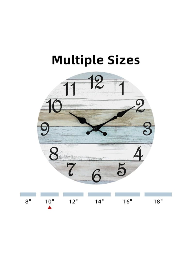 CHYLIN Wall Clock Silent Non Ticking Battery Operated, Rustic Coastal Country Clock Decorative for Bathroom, Kitchen, Bedroom, Living Room (10 Inch) - Image 3