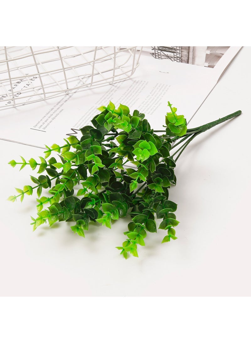 Generic Wholesale 7 Fork 35 Head Eucalyptus Rose Plastic Lotus Flower Bouquet Wedding Decoration Money Leaf Artificial Flower Solid Green Eucalyptus