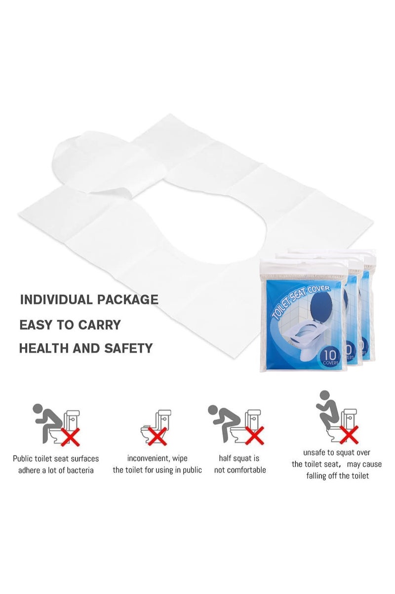 VENDIX Disposable Toilet Seat Covers – Waterproof, Hygienic, Travel-fiendly Individually Packed 30pcs – Universal Fit for Public Restrooms, Home, and Travel - Image 2