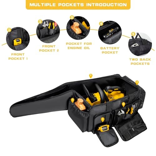 OUUTMEE Chainsaw Carrying Case, Waterproof Foldable Chainsaw Storage Bag Compatible with EGO, Dewalt, Greenworks 14 & 16 & 18 Inch Cordless Power Chainsaw & Accessories - Image 2