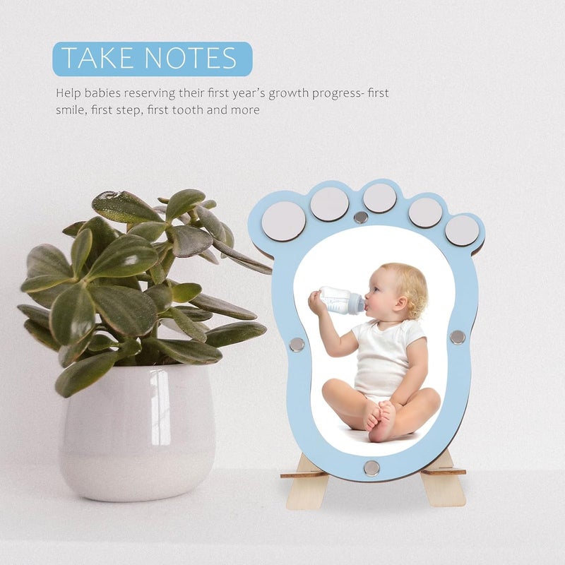 LABRIMP Unique Footprint Photo Frame for Newborns, Keepsake Frame in Light Blue, Growth Memory Display for Nursery Decoration - Image 4