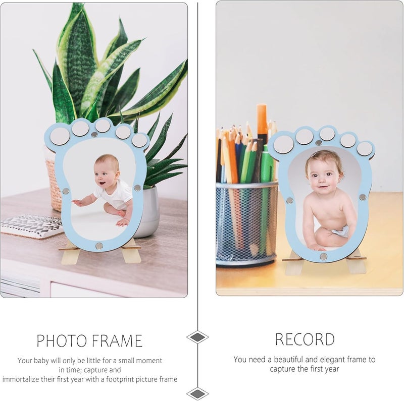 LABRIMP Unique Footprint Photo Frame for Newborns, Keepsake Frame in Light Blue, Growth Memory Display for Nursery Decoration - Image 3
