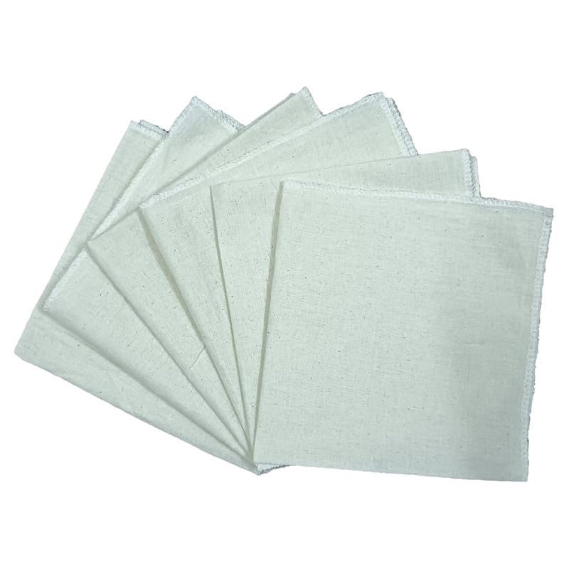 GMR Idly Steaming Cloth Square Shape Unbleached Pure Cotton Suitable for 4/5/6/7/8 Pit Idly plate Stitched Overlapping edges - Pack of 6 - Image 1