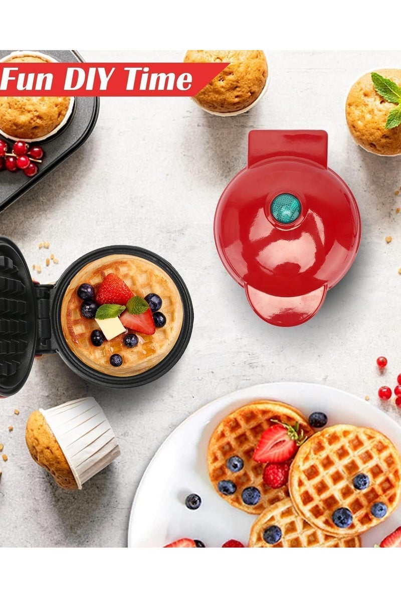 ihomeshop Mini Non-Stick Waffle Maker – Red, Double-Sided Heating, 120-Second Fast Waffles, Portable Breakfast Machine for Home & Travel, Easy Clean, Kid-Friendly Snack Maker  - Image 2