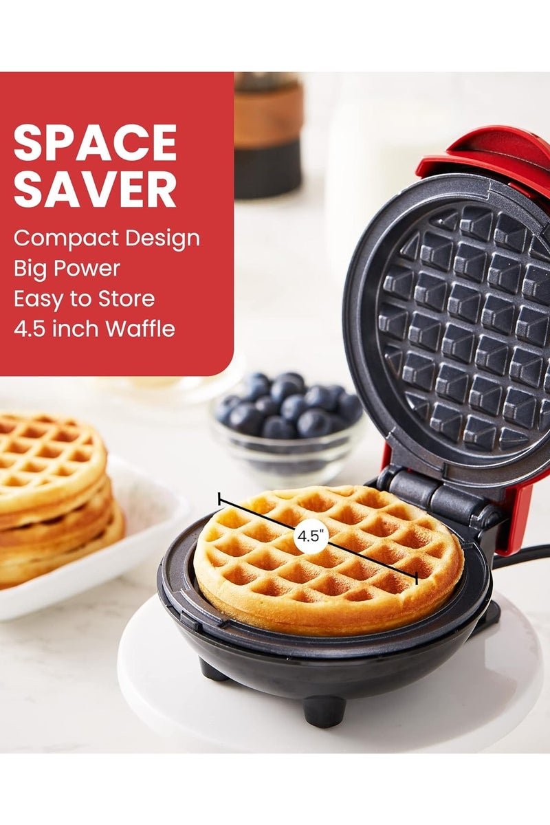 ihomeshop Mini Non-Stick Waffle Maker – Red, Double-Sided Heating, 120-Second Fast Waffles, Portable Breakfast Machine for Home & Travel, Easy Clean, Kid-Friendly Snack Maker  - Image 3
