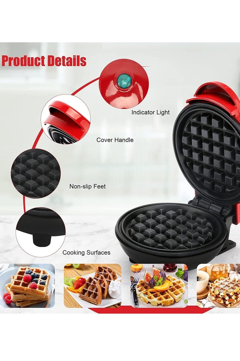 ihomeshop Mini Non-Stick Waffle Maker – Red, Double-Sided Heating, 120-Second Fast Waffles, Portable Breakfast Machine for Home & Travel, Easy Clean, Kid-Friendly Snack Maker  - Image 5