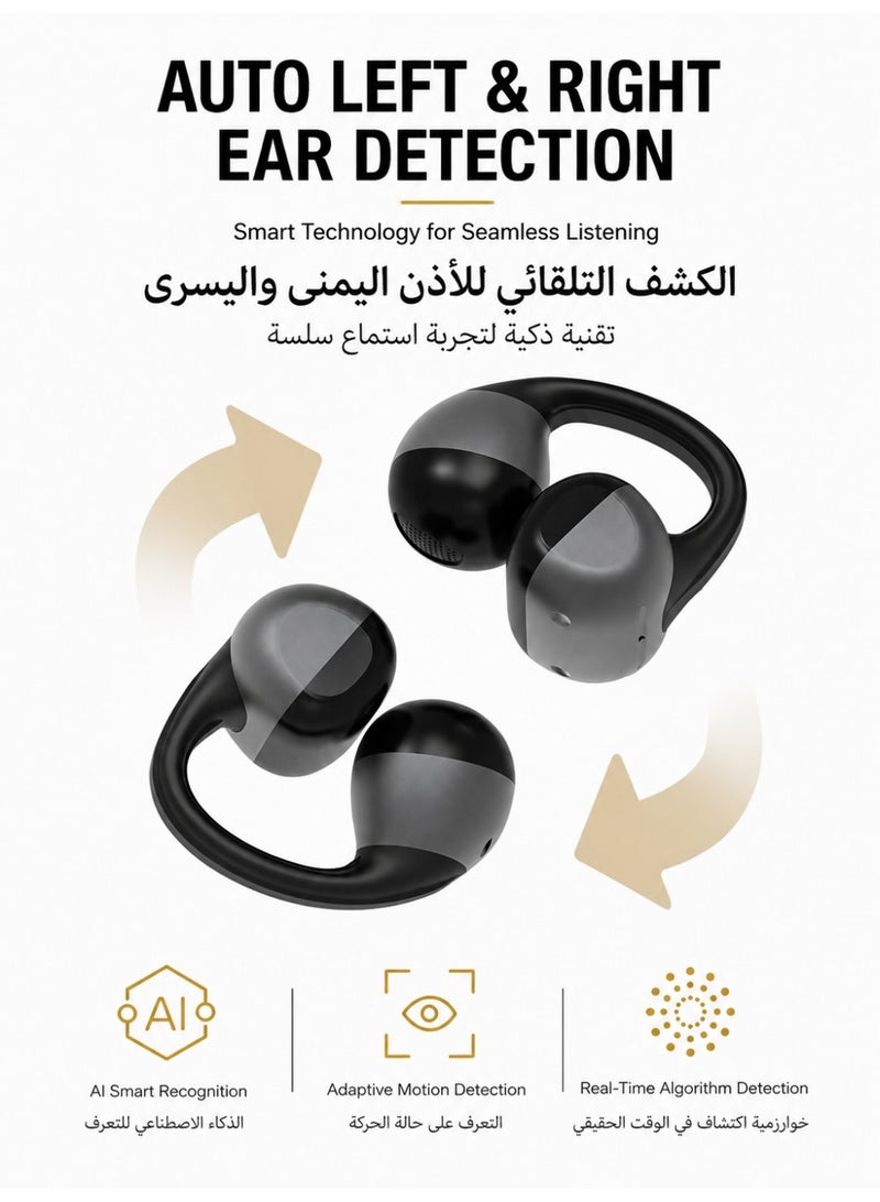 Cooyee سماعات أذن لاسلكية بتصميم مشبك، بلوتوث 6.0، مفتوحة الأذن، للرياضة والعمل والاستخدام اليومي - Image 3