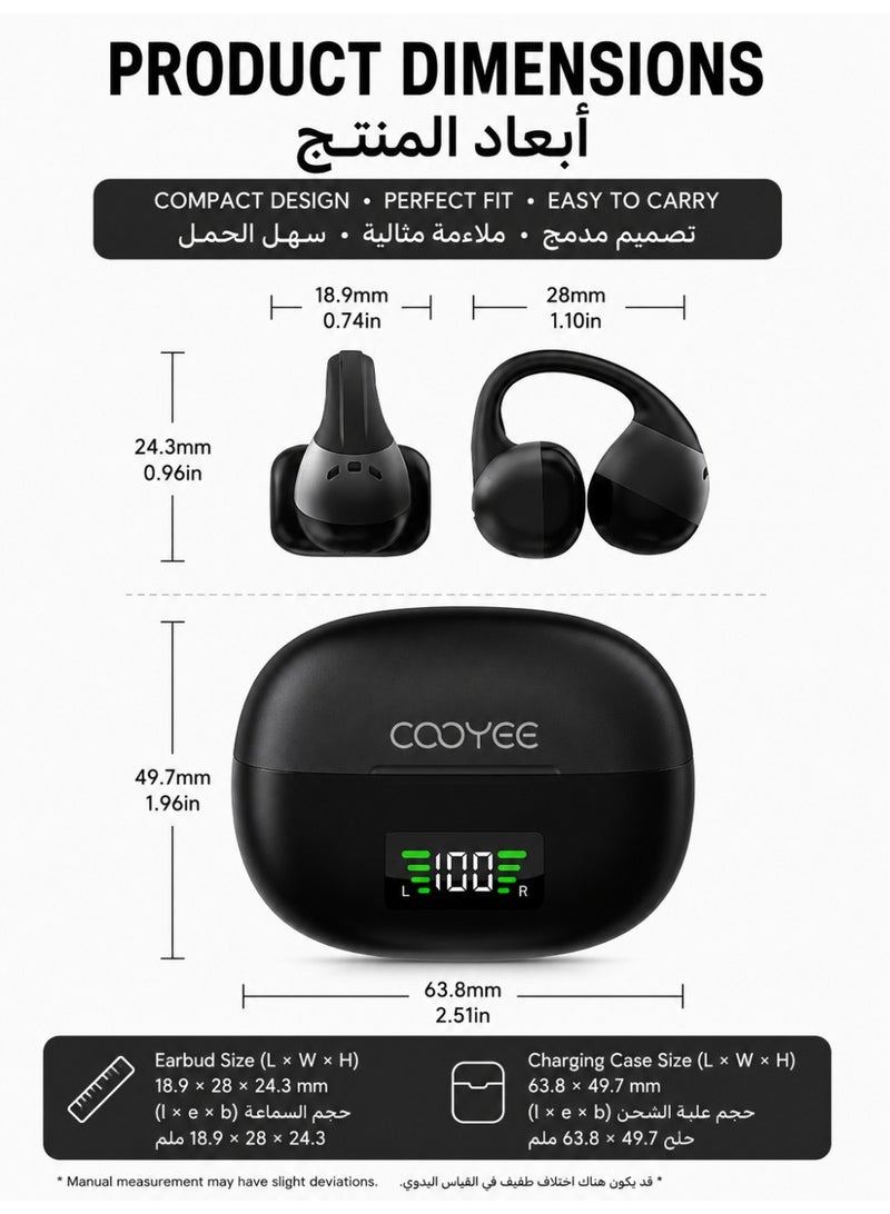 Cooyee سماعات أذن لاسلكية بتصميم مشبك، بلوتوث 6.0، مفتوحة الأذن، للرياضة والعمل والاستخدام اليومي - Image 2