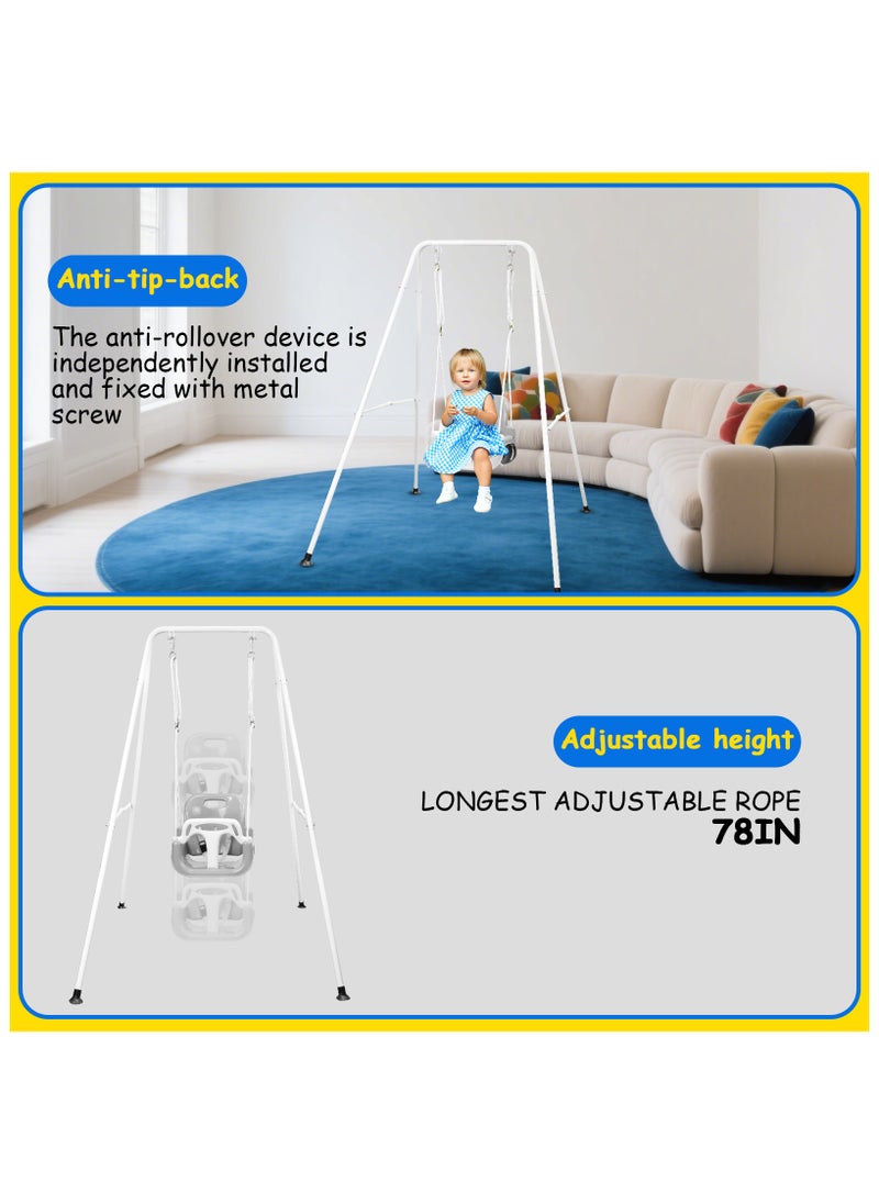 Stanew 3 in 1 Toddler Swing, Swing Set for Indoor/Outdoor, Easy to Assemble & Store, Suitable for Aged 6 Months to 10 Years Old(grey)  - Image 3
