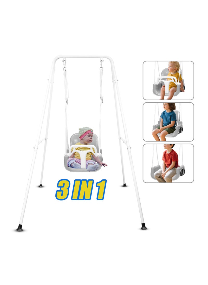 Stanew 3 in 1 Toddler Swing, Swing Set for Indoor/Outdoor, Easy to Assemble & Store, Suitable for Aged 6 Months to 10 Years Old(grey)  - Image 2