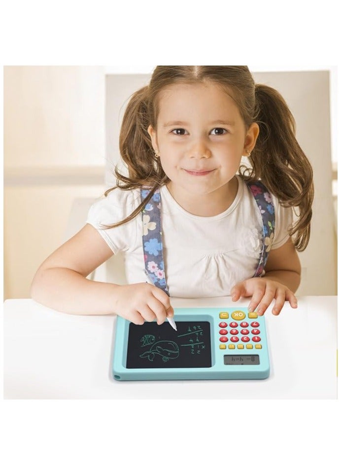 Early Education LCD Digital Calculator Drawing Pad With Stylus Pen for Learning Math, Birthday Gifts for Boys Girls Blue - Image 4