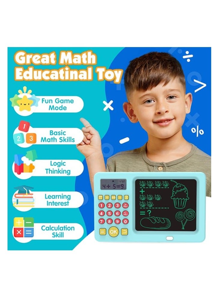 Early Education LCD Digital Calculator Drawing Pad With Stylus Pen for Learning Math, Birthday Gifts for Boys Girls Blue - Image 2
