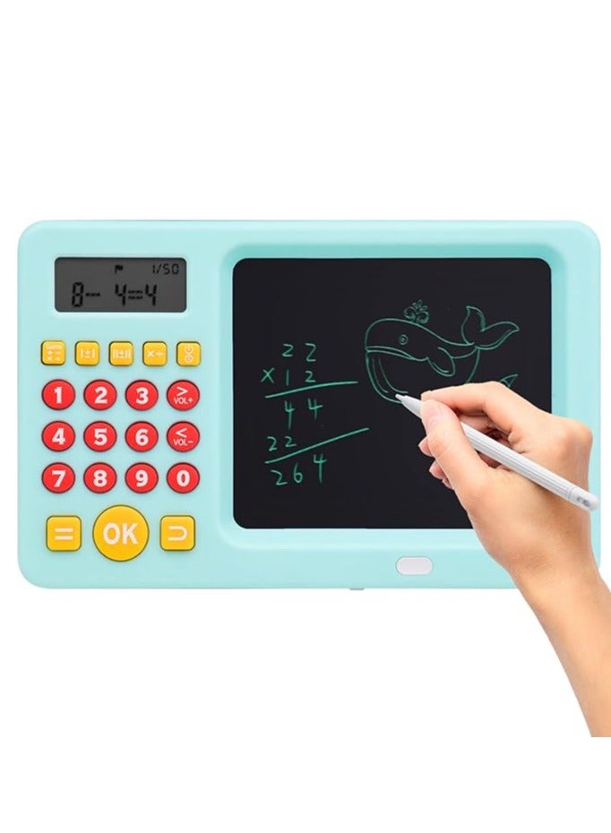 Early Education LCD Digital Calculator Drawing Pad With Stylus Pen for Learning Math, Birthday Gifts for Boys Girls Blue - Image 1