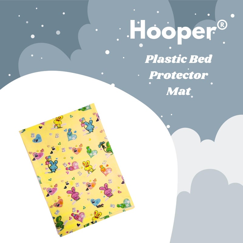 Hooper Plastic Baby Bed-Sheet | Wetting Protector Sheet | Mattress Sheet for Baby | Toddler Bed-Sheet | Thin, Printed Tiny Animal Pattern, Washable, Protects from Wetness (Yellow XL) - Image 3