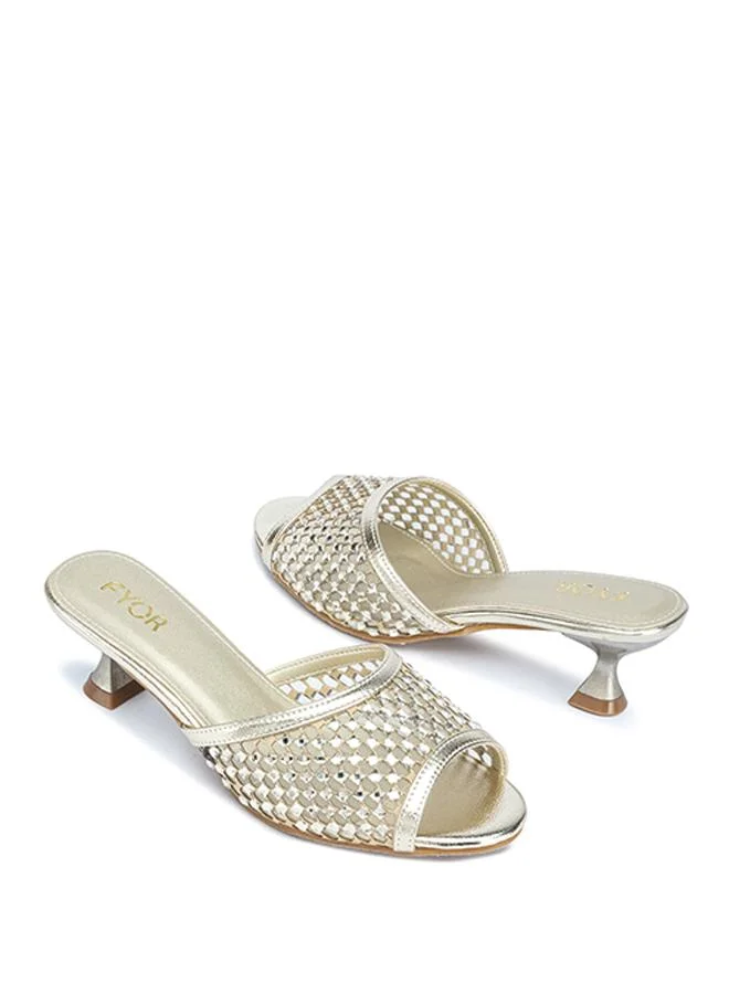 Fyor  Stylish Lattice-Woven Crystal Kitten Heel MY 408 for Women | Best Price UAE