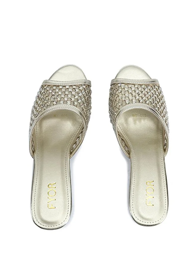 Fyor  Stylish Lattice-Woven Crystal Kitten Heel MY 408 for Women | Best Price UAE