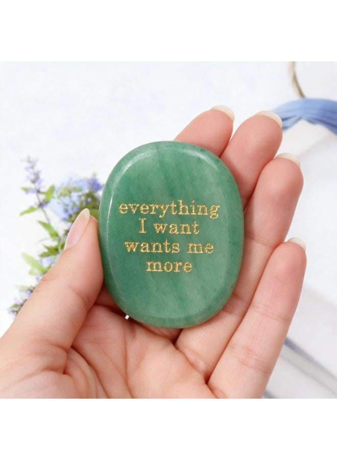 Engraved Affirmation Palm Worry Stone, Natural Pocket Crystal 45×35×6mm - Image 3