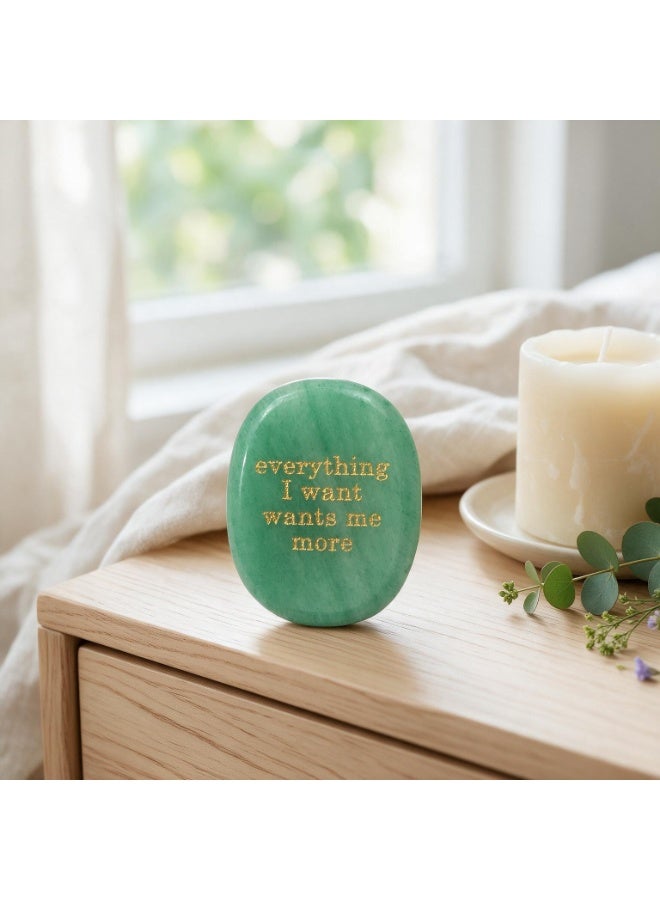 Engraved Affirmation Palm Worry Stone, Natural Pocket Crystal 45×35×6mm - Image 2