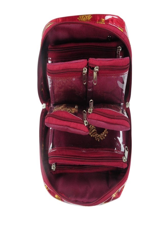 SuneshCreation Makeup Pouches Necklace Earrings Cosmetic Vanity Storage Box Jewellery Organizer Toiletry Organizer Pouch for Women Set of 10 Colour- Gold - Image 2