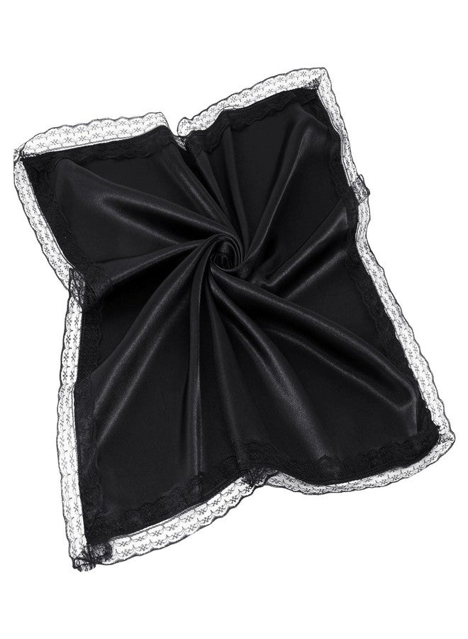 DOCILA Women's Church Lap Scarf With Lace Trim, Silk Feel Cover Handkerchief for Skirts Office Wedding, Satin Neck Scarves Bandana - Image 1