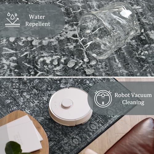 Morebes Black Vintage Carpet Runners for Hallway 12ft,Washable Long Runner Rug for Entryway Indoor Floor Non-Slip,Distressed Super Soft Throw Carpet for Farmhouse Dining Room Playroom - Image 2