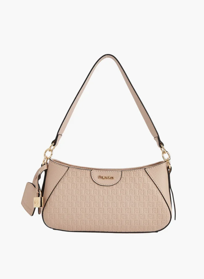 بابريكا Monogram Embossed Shoulder Bag with Detachable Strap and Zip Closure