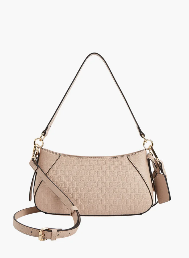 بابريكا Monogram Embossed Shoulder Bag with Detachable Strap and Zip Closure
