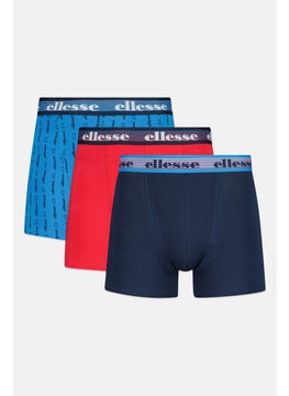 Ellesse Men 3 Pieces Brand Logo Trunks, Navy/Red  - Image 1
