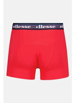 Ellesse Men 3 Pieces Brand Logo Trunks, Navy/Red  - Image 2