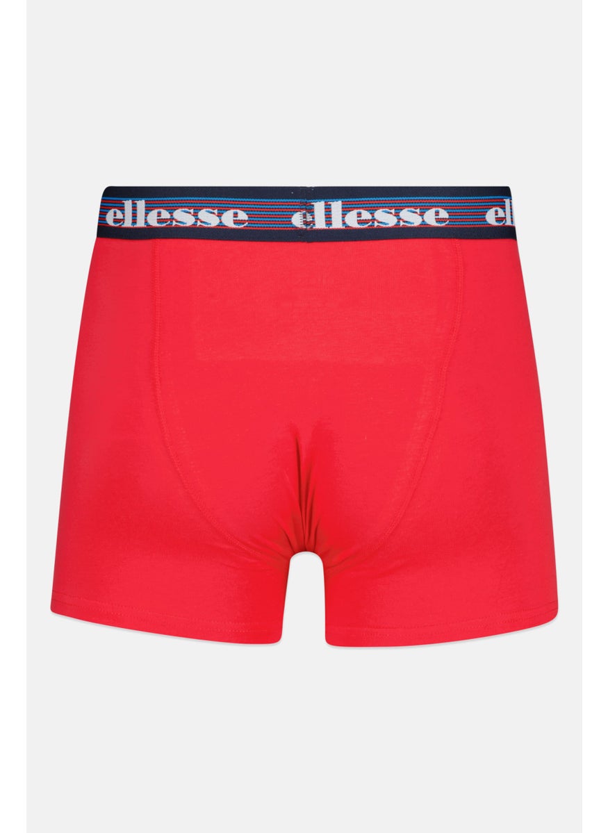 Ellesse Men 3 Pieces Brand Logo Trunks, Navy/Red  - Image 2