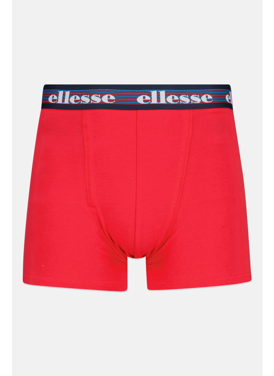 Ellesse Men 3 Pieces Brand Logo Trunks, Navy/Red  - Image 5
