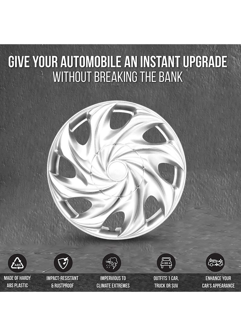 Pistol Wheel Cover Kit PISTOL 14 Inch Hubcaps Set of 4PC Automotive Wheel Cap with Universal Fit - Pistol Silver Colour High Quality  - Image 5