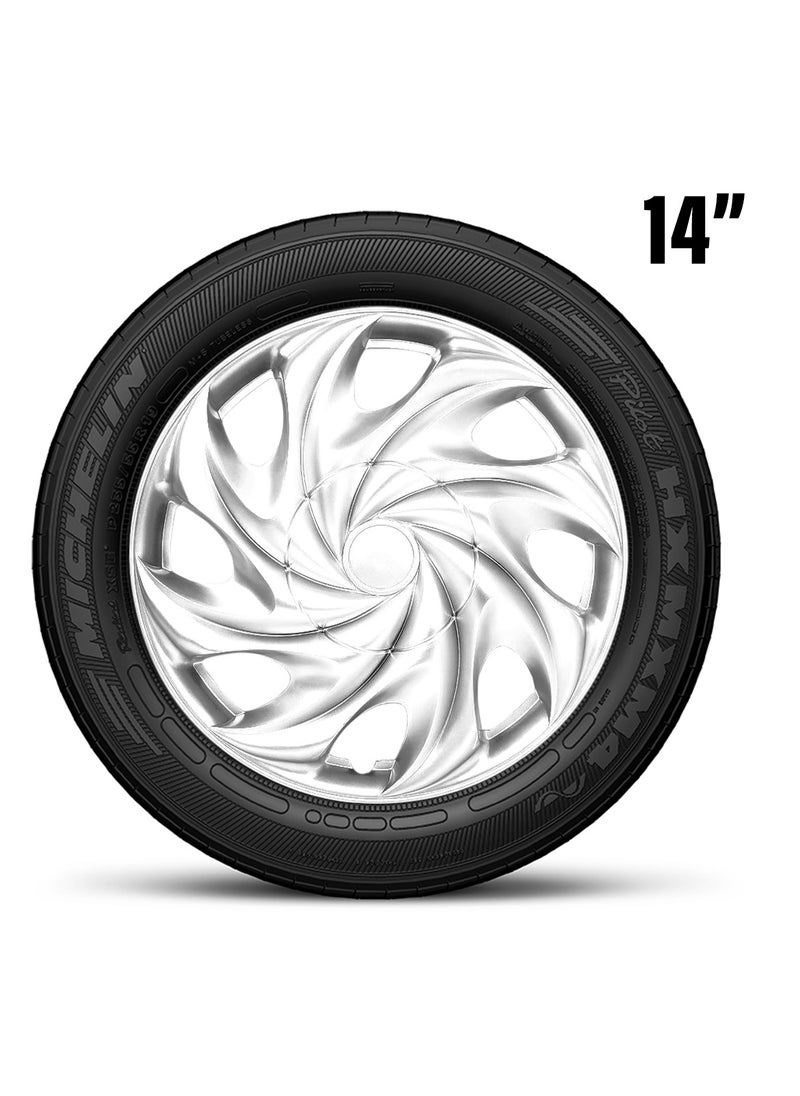 Pistol Wheel Cover Kit PISTOL 14 Inch Hubcaps Set of 4PC Automotive Wheel Cap with Universal Fit - Pistol Silver Colour High Quality  - Image 2