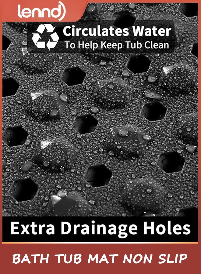 LENND Bath Tub Mat Non Slip, 90x40cm Long Shower Mat, Machine Washable Bathmat with Drain Holes and Suction Cups, Soft on Feet, Bathroom Essentials, Black - Image 5