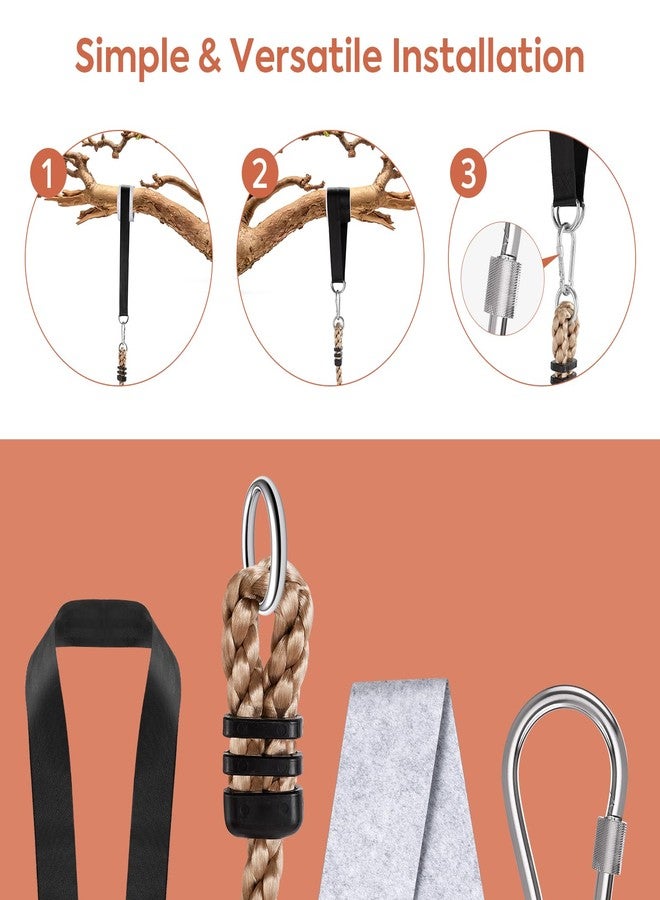 Yangbaga 2-in-1 Wooden Disc Swing Set with Climbing Rope & 4 Platforms, 75IN Rope Kids Tree Swing with Straps&Carabiners for Outside Backyard, Playground,Tree House - Image 4