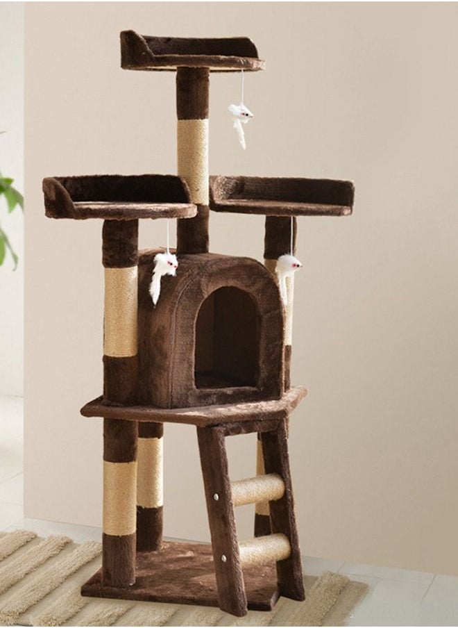 CityRiya-Long - Cat Tree, Cat Tower Tree, Cat Scratching Post, Multi-Level Cat Climbing Activity Center Jumping Platform with Houses and Hammock for Indoor Cats Kittens Pets Play Rest Climb Sleeping - Image 1